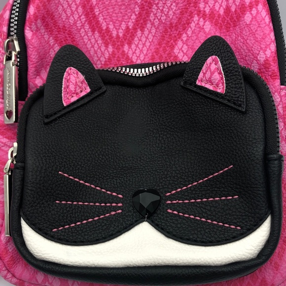 Betsey Johnson Pink and Black Cat Face Backpack - Picture 3 of 10